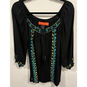 Urban Mango Tunic Top Women’s Medium Boho Embroidered Crochet Insets Festival